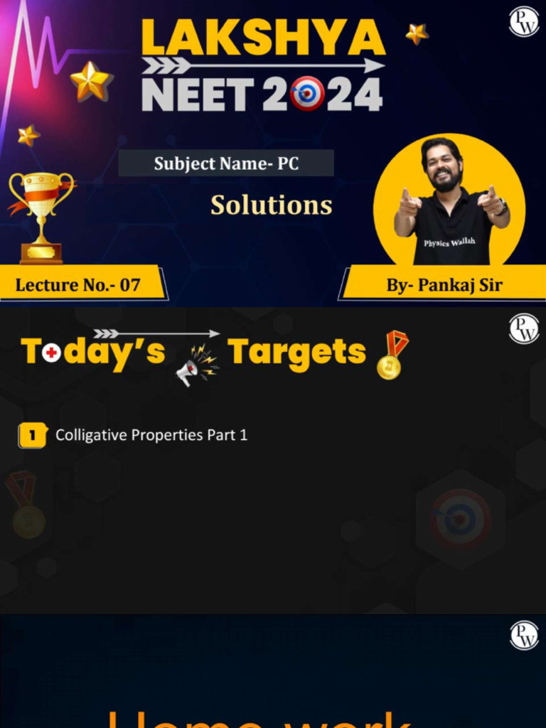 Solutions 07 - Class Notes - Lakshya NEET 2024 | PDF