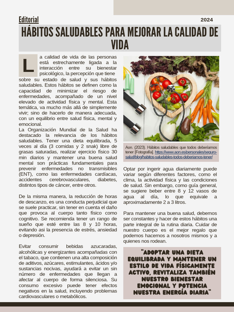 Mejora tu calidad de vida con hábitos saludables | PDF | Sicología