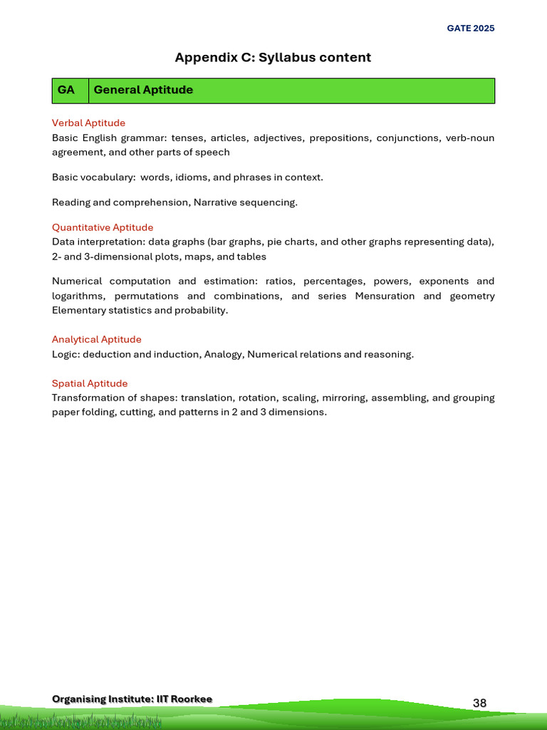 GATE 2025 General Aptitude Syllabus | PDF