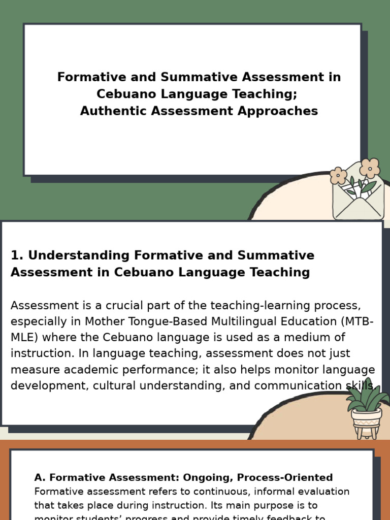 Formative and Summative Assessment in Cebuano Language Teaching ...