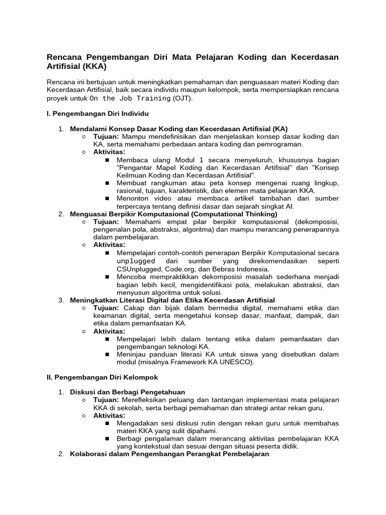 Rencana Pengembangan Koding dan KKA | PDF
