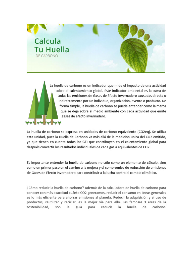 Huella de Carbono: Impacto y Reducción | PDF | Huella de carbono ...