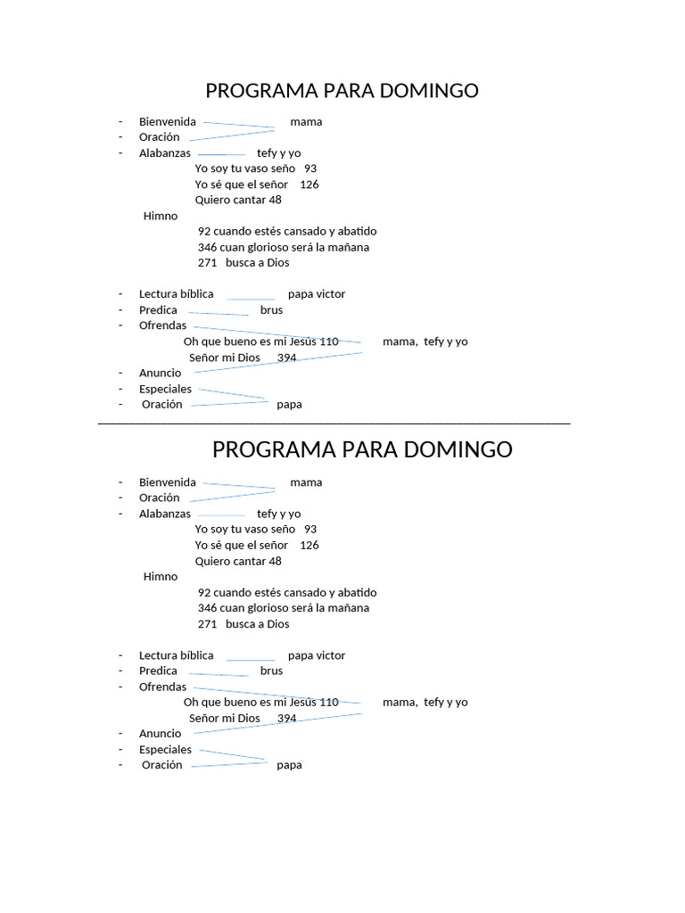Programa de Alabanza Dominical | PDF