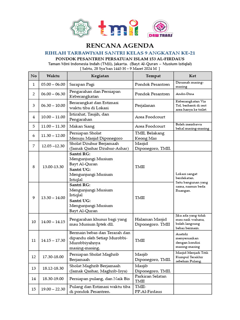 Rundown Acara Rihlah 2024 | PDF
