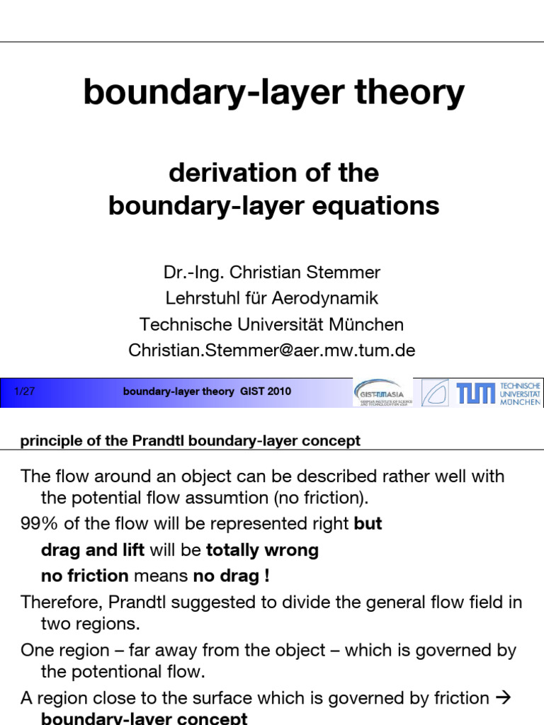 Prandtl Boundary-Layer Theory Explained | PDF | Boundary Layer | Soft ...