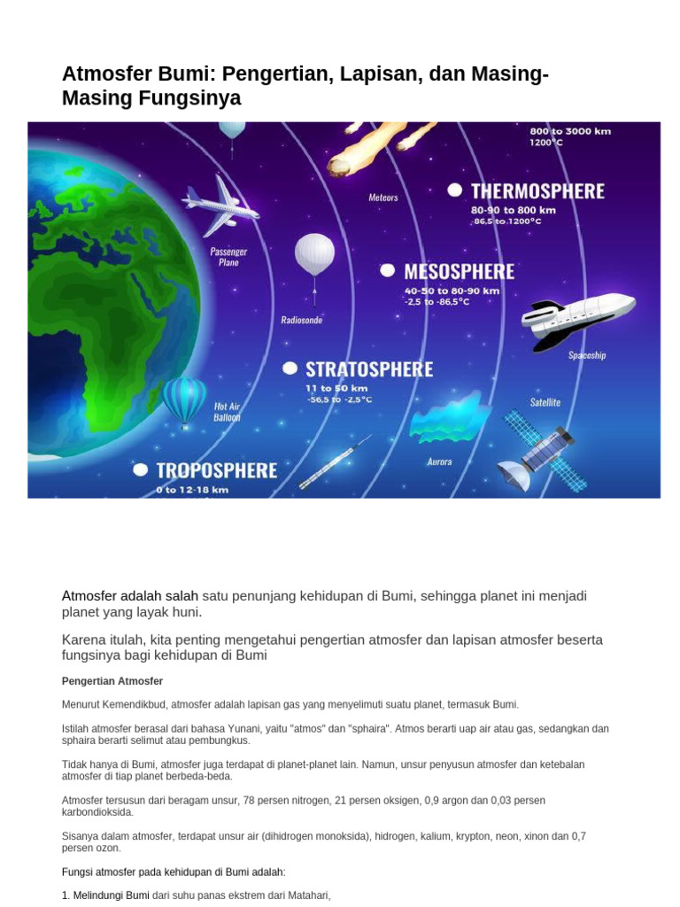 Pengertian dan Fungsi Lapisan Atmosfer | PDF