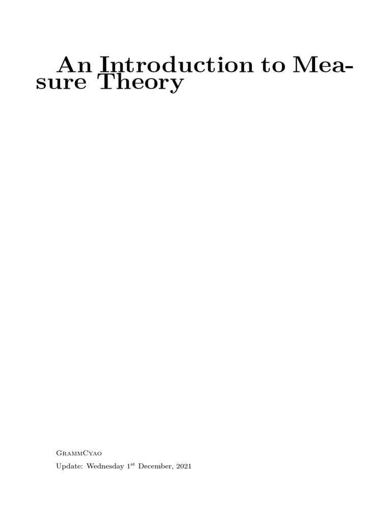 Introduction to Measure Theory | PDF | Measure (Mathematics) | Integral