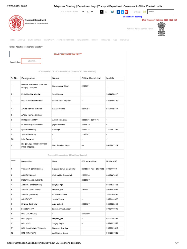 Rto Up All Distt Contact No Government of Uttar Pradesh, India | PDF