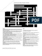 Crossword Puzzle For Basic Principles of Genetics