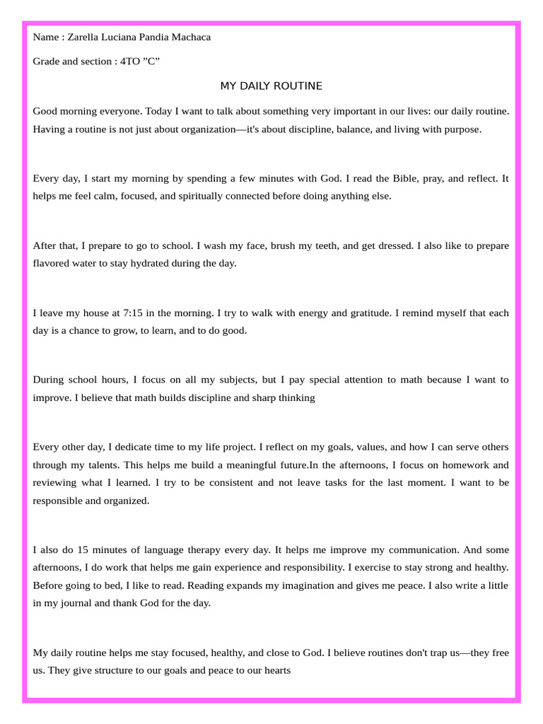 My Daily Routine for Success | PDF