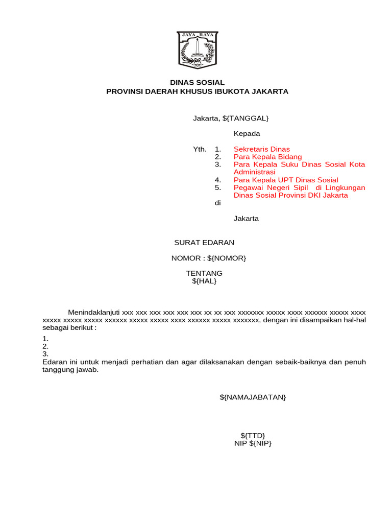 Template E-Office - Surat Edaran | PDF