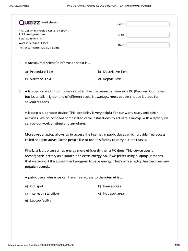 Report Text Worksheets for Grade 9 | PDF | Elephant | Butterfly