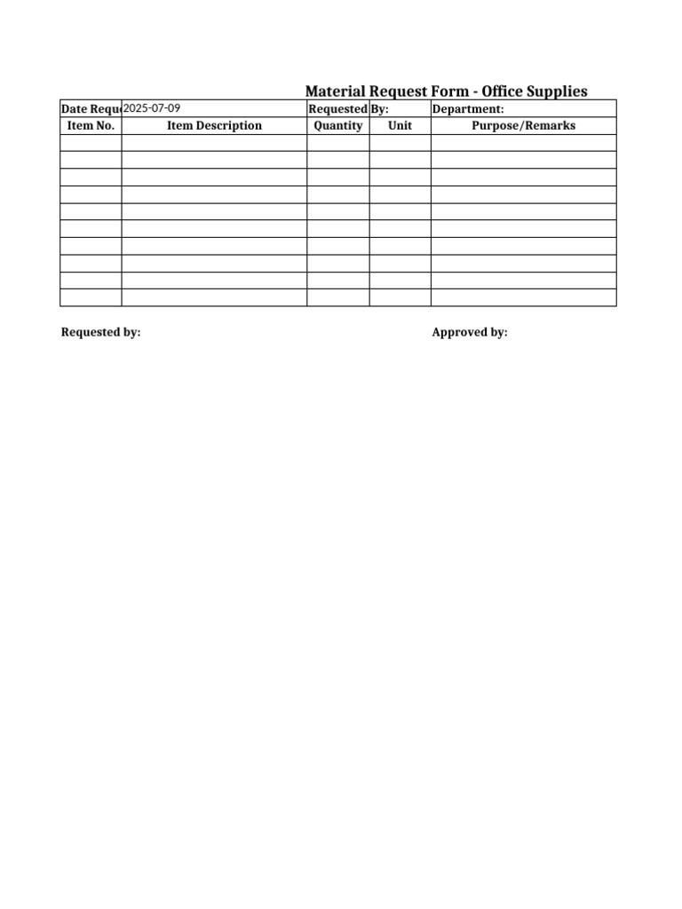 Office Supplies Request Form | PDF