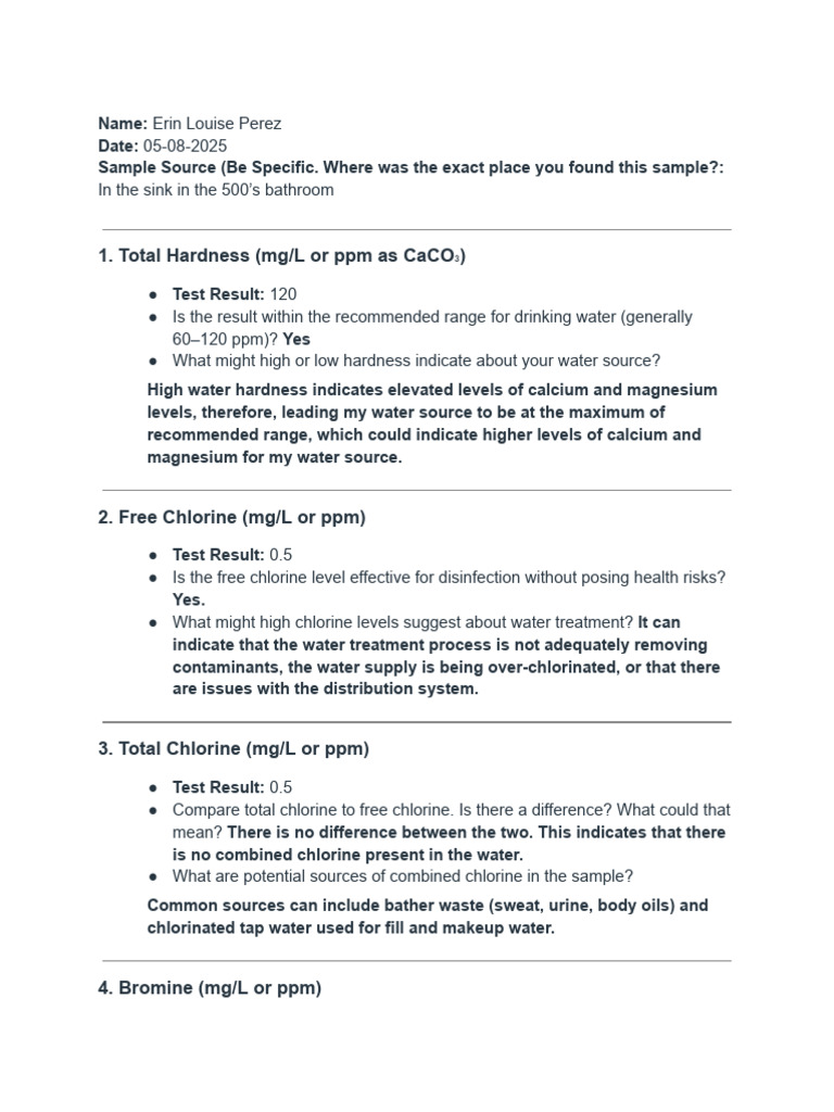 Water Testing Analysis PDF | PDF | Nitrate | Ph
