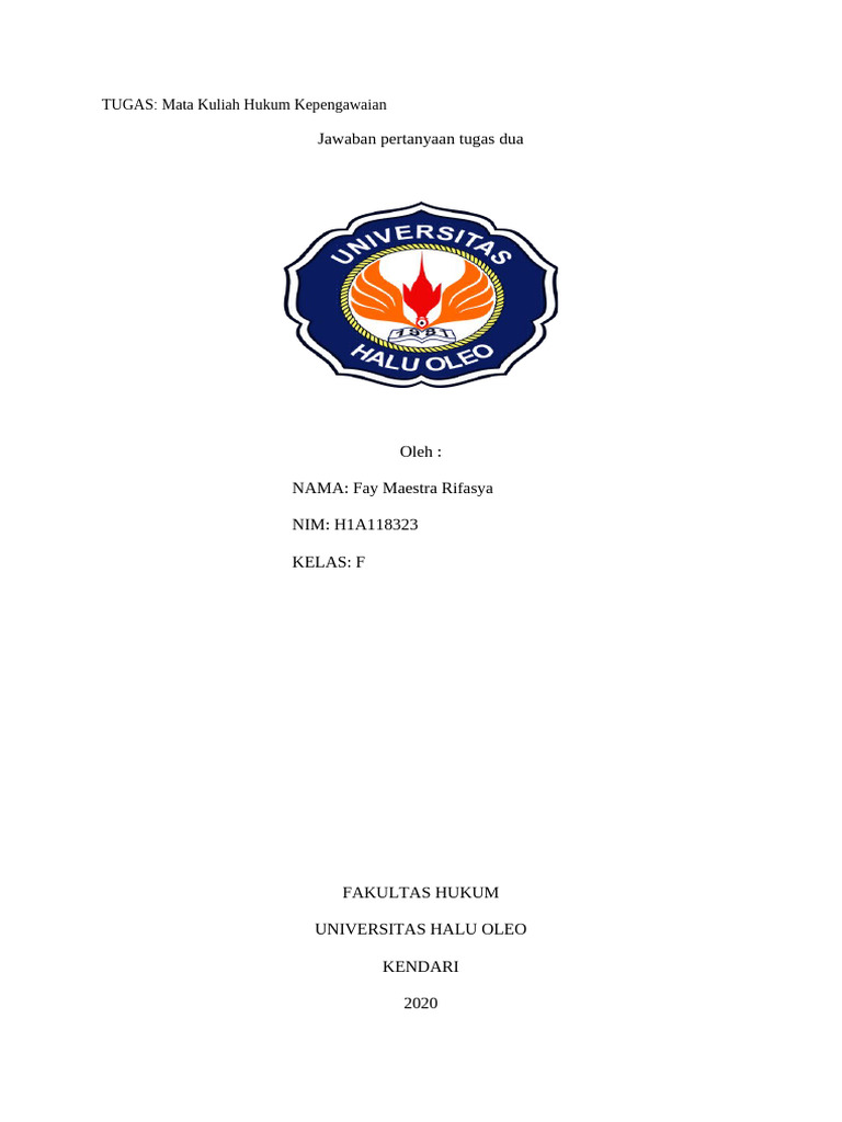 Tugas 2 Kepengawaian (Fay Maestra Rifasya H1a118323) | PDF