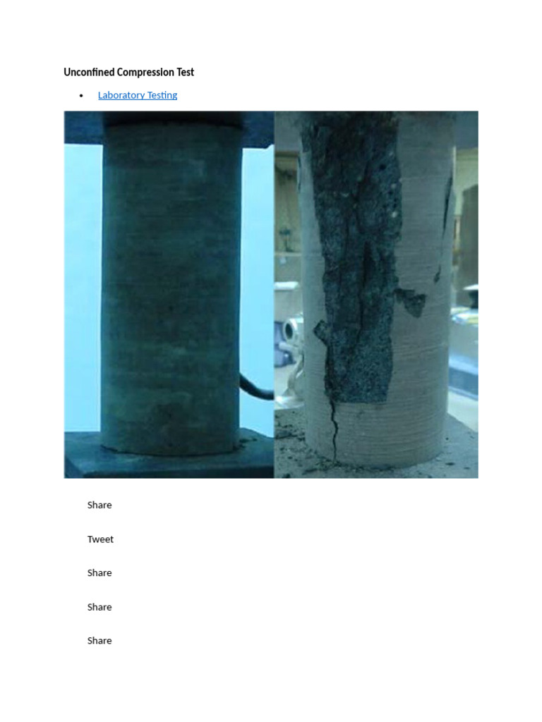 Unconfined Compression Test Overview | PDF | Deformation (Engineering ...
