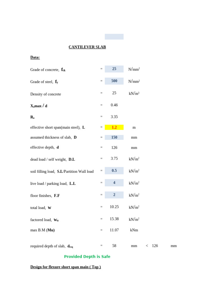 Cantilever Slab Design Analysis | PDF | Structural Engineering | Civil ...