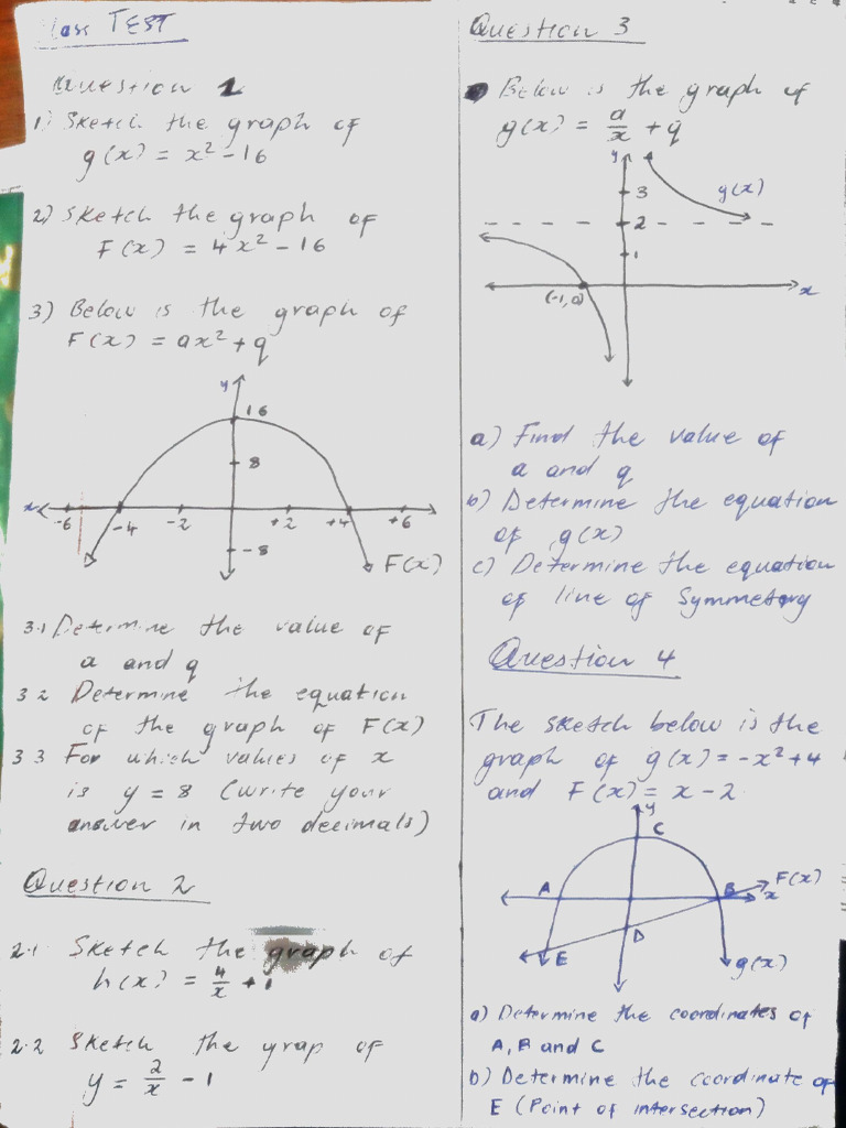 Grade 10 Class Test | PDF