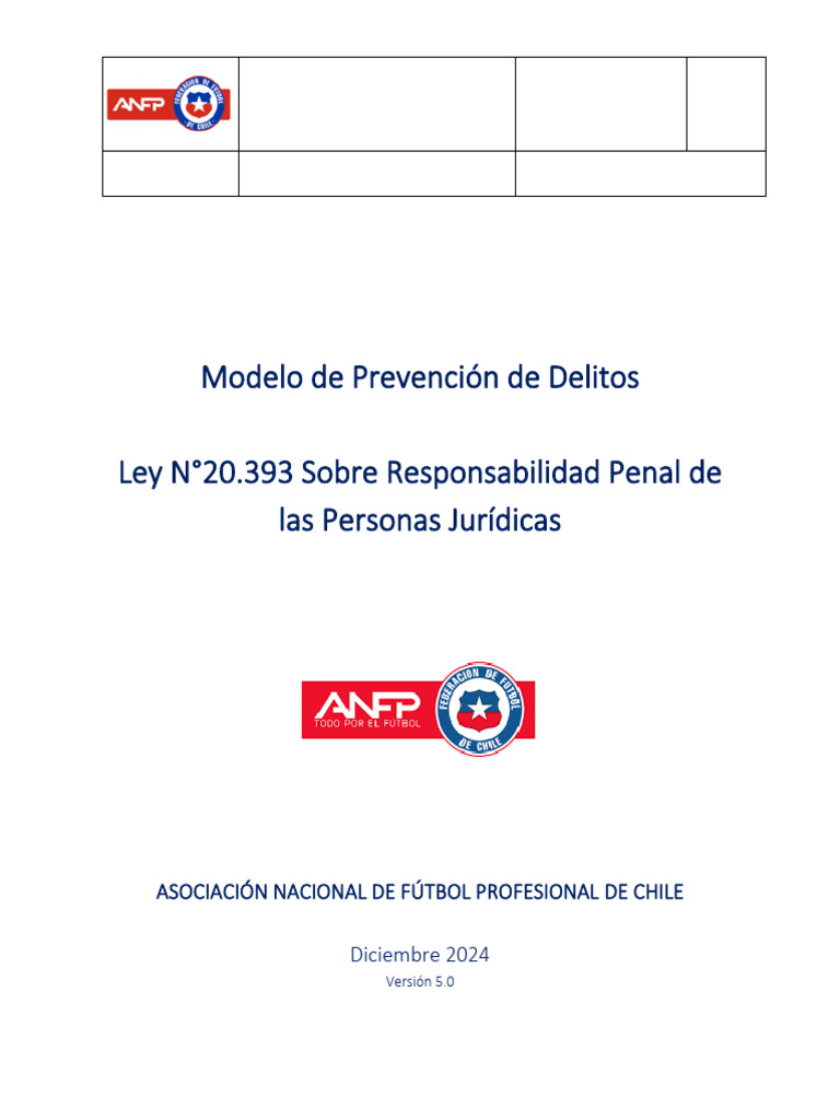 Modelo de Prevención de Delitos ANFP | PDF | Derecho penal | Prevención ...