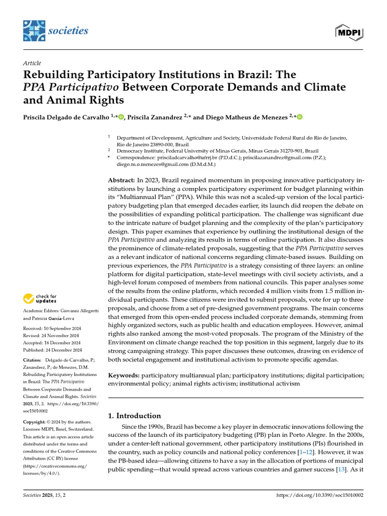 PPA Participativo: Brazil's New Budgeting Model | PDF | Public ...