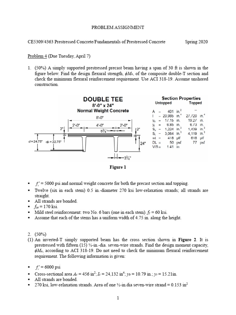 Prestressed Concrete Design HW and Solution 4 | PDF | Prestressed ...