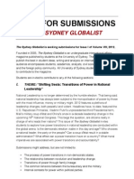 The Sydney Globalist Call for Submissions - Volume VIII, Issue I