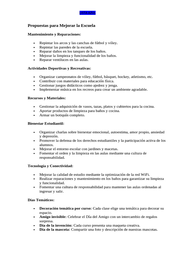 Propuestas para Mejorar la Escuela | PDF