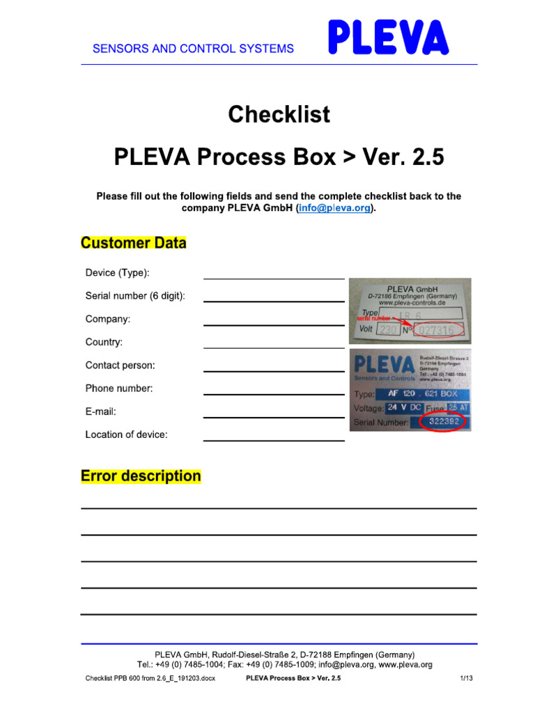 Pleva Process Box Checklist | PDF