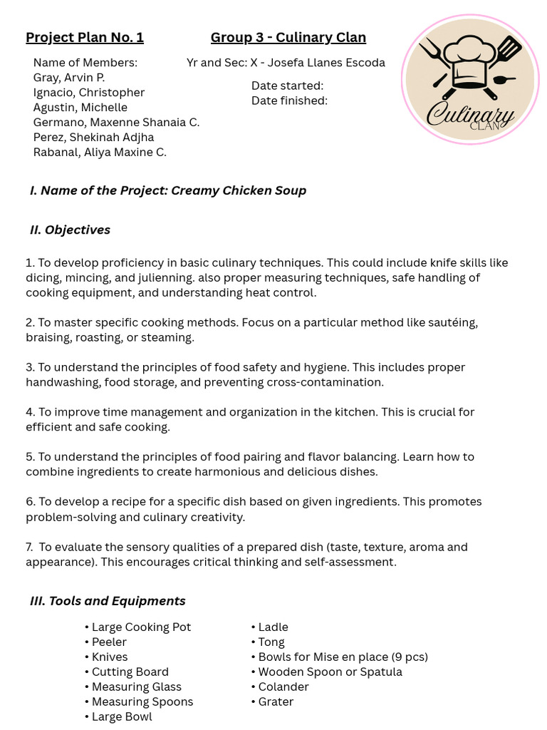 Culinary Skills: Creamy Chicken Soup Guide | PDF | Cooking | Cuisine