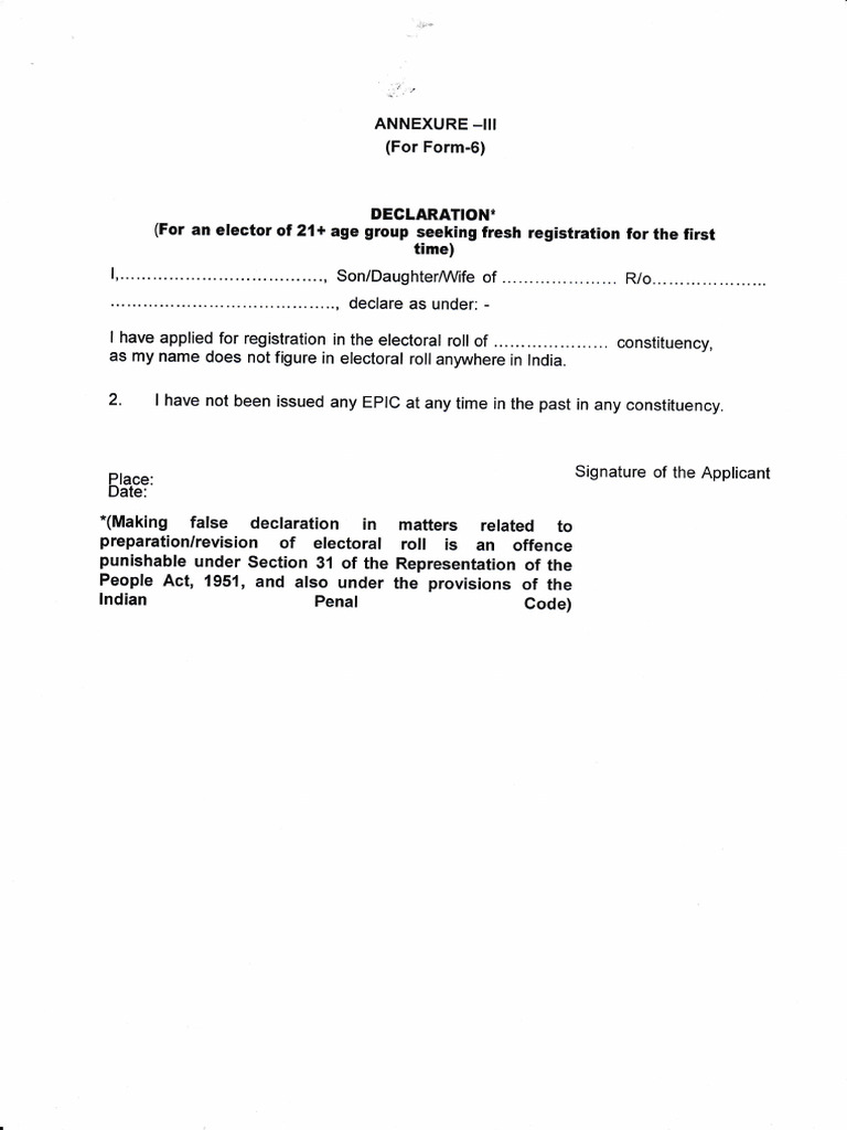 Voter Registration Declaration Form | PDF