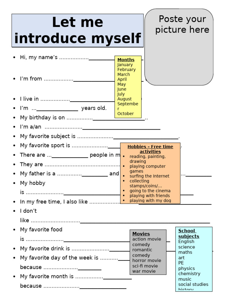 Personal Introduction Template | PDF