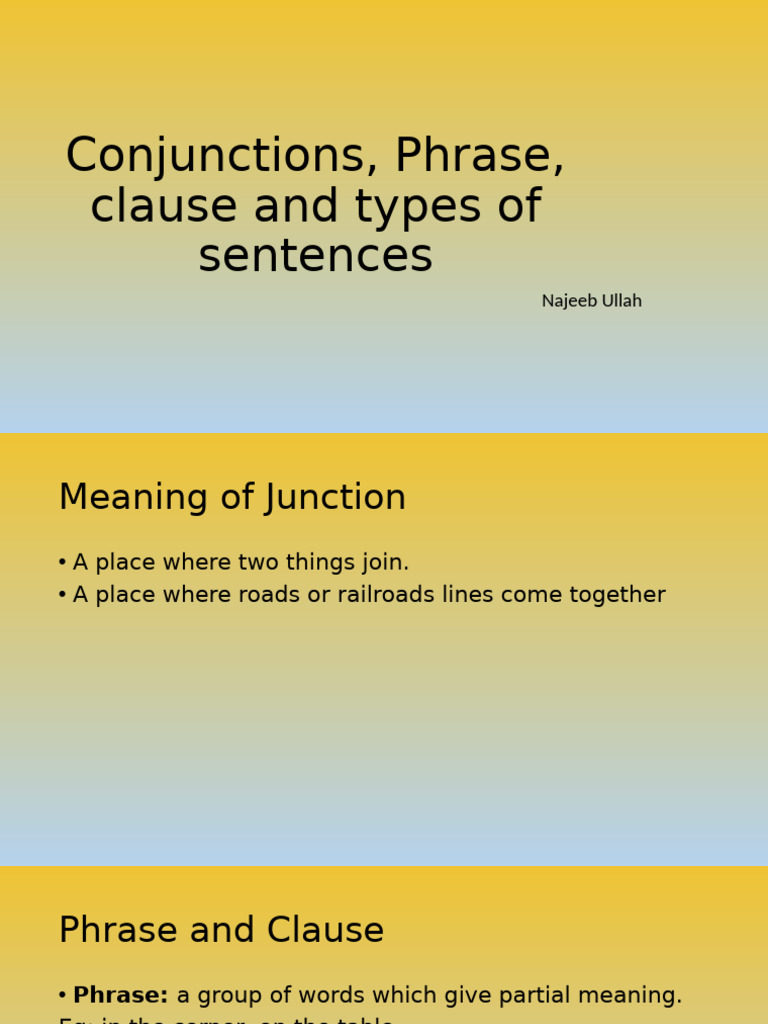 Conjunction and TYpes of Sentences | PDF | Clause | Syntax