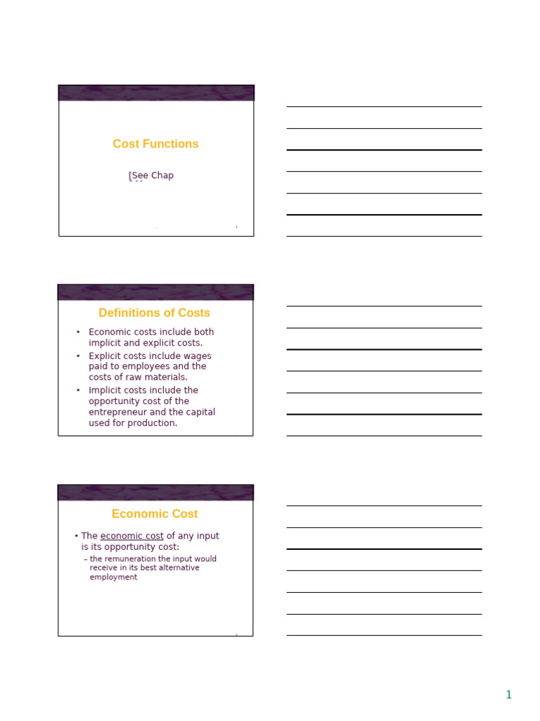 Cost Functions - Handout7 | PDF | Profit (Economics) | Economics