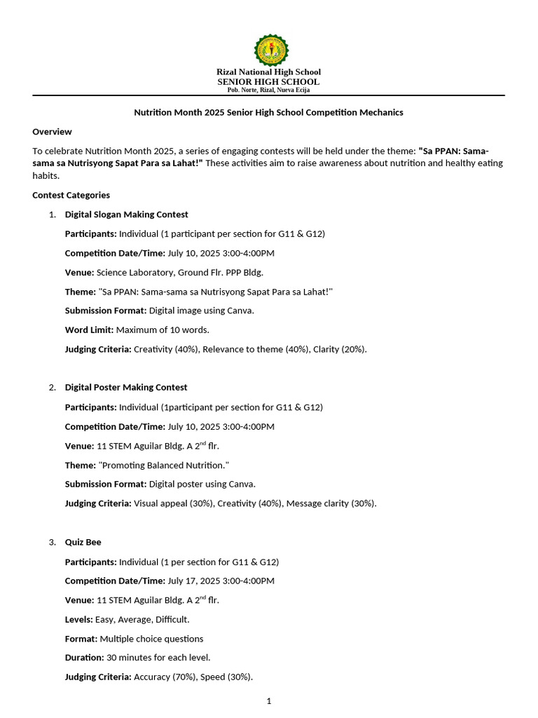 Nutrition Month Activities for Seniors | PDF