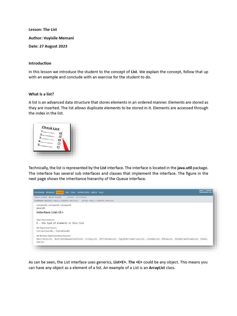 Understanding Java Lists: Concepts & Examples | PDF | Interface ...