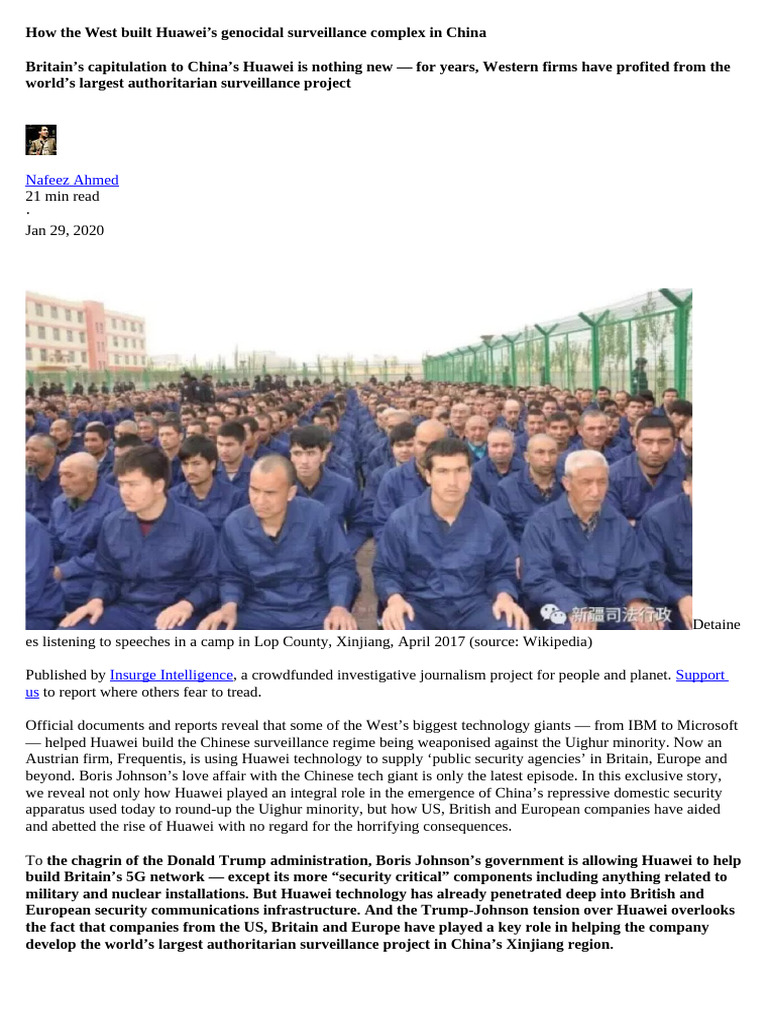 Huawei's Role in China's Surveillance State | PDF | Surveillance | China