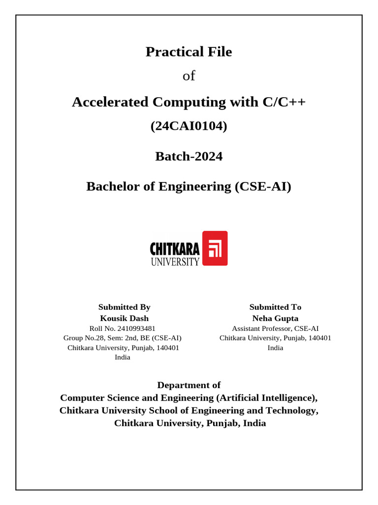 Practical File Format (24CAI0104) | PDF
