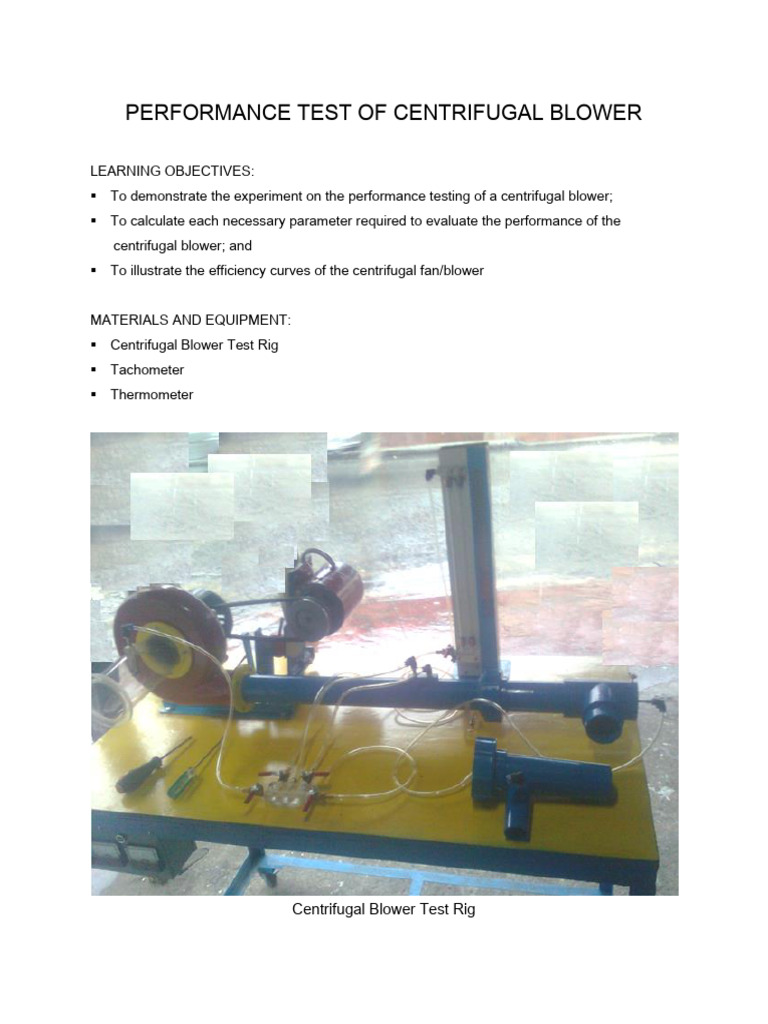 Centrifugal Blower Performance Testing | PDF