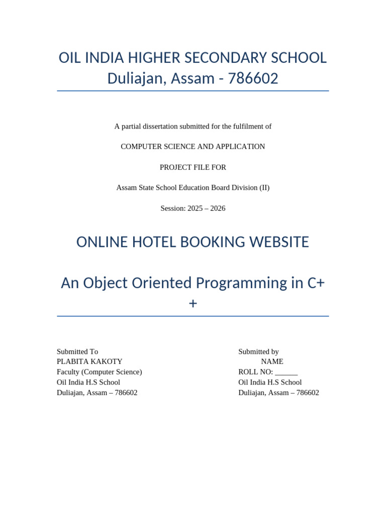 C++ Online Hotel Booking System | PDF | C++ | Object Oriented Programming