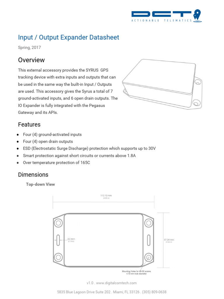 Datasheet InputOutputExpander | PDF | Electrical Engineering | Electricity