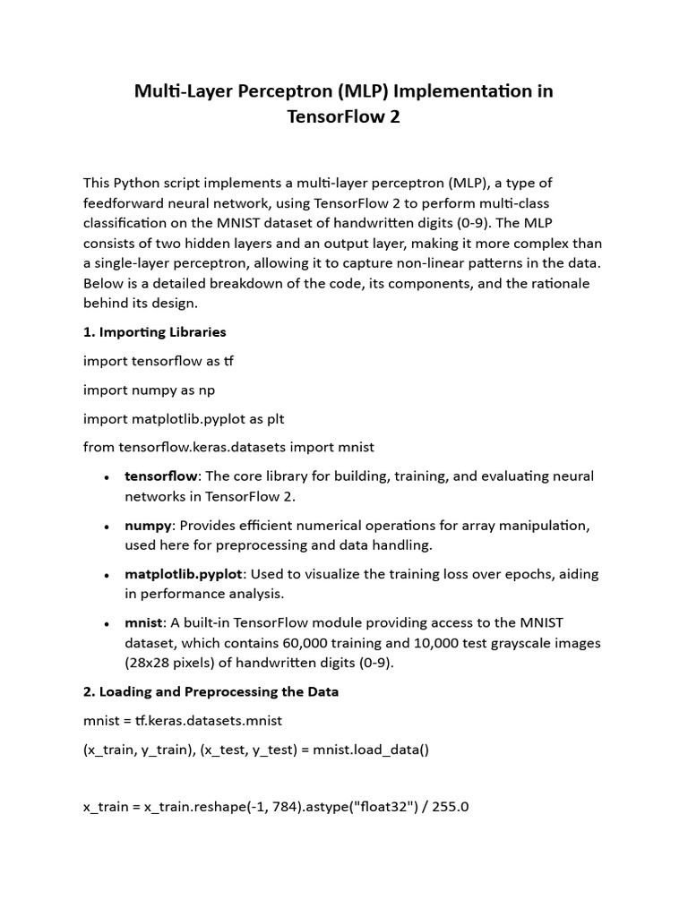 MLP for MNIST in TensorFlow 2 | PDF | Learning | Computer Programming