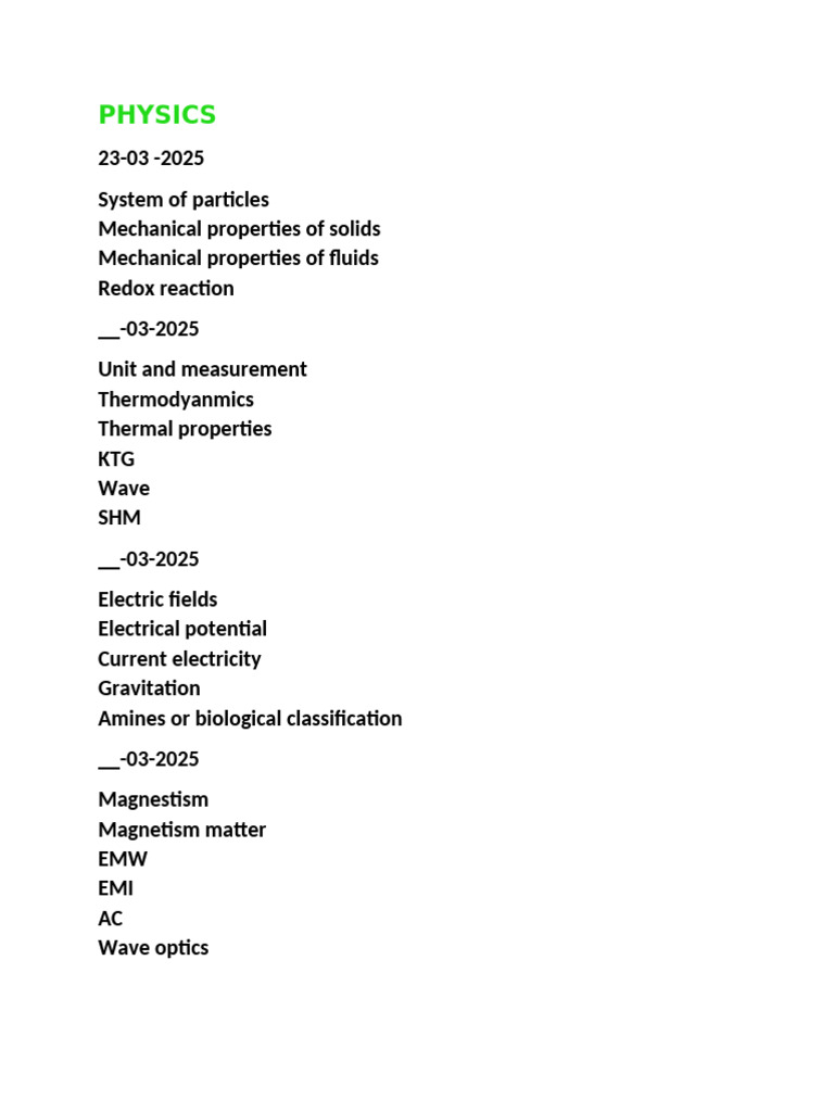 Comprehensive Physics and Chemistry Topics | PDF