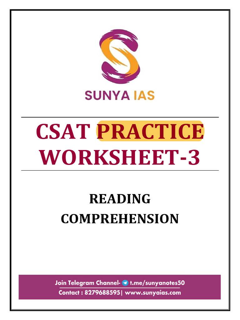Csat Practice Worksheet-3 (RC) | PDF | Beekeeping | Beehive