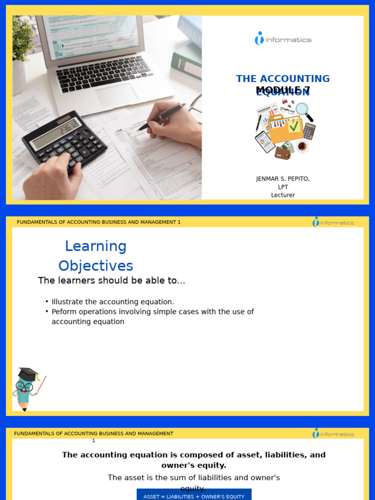 Module 7 The Accounting Equation | PDF | Equity (Finance) | Liability ...