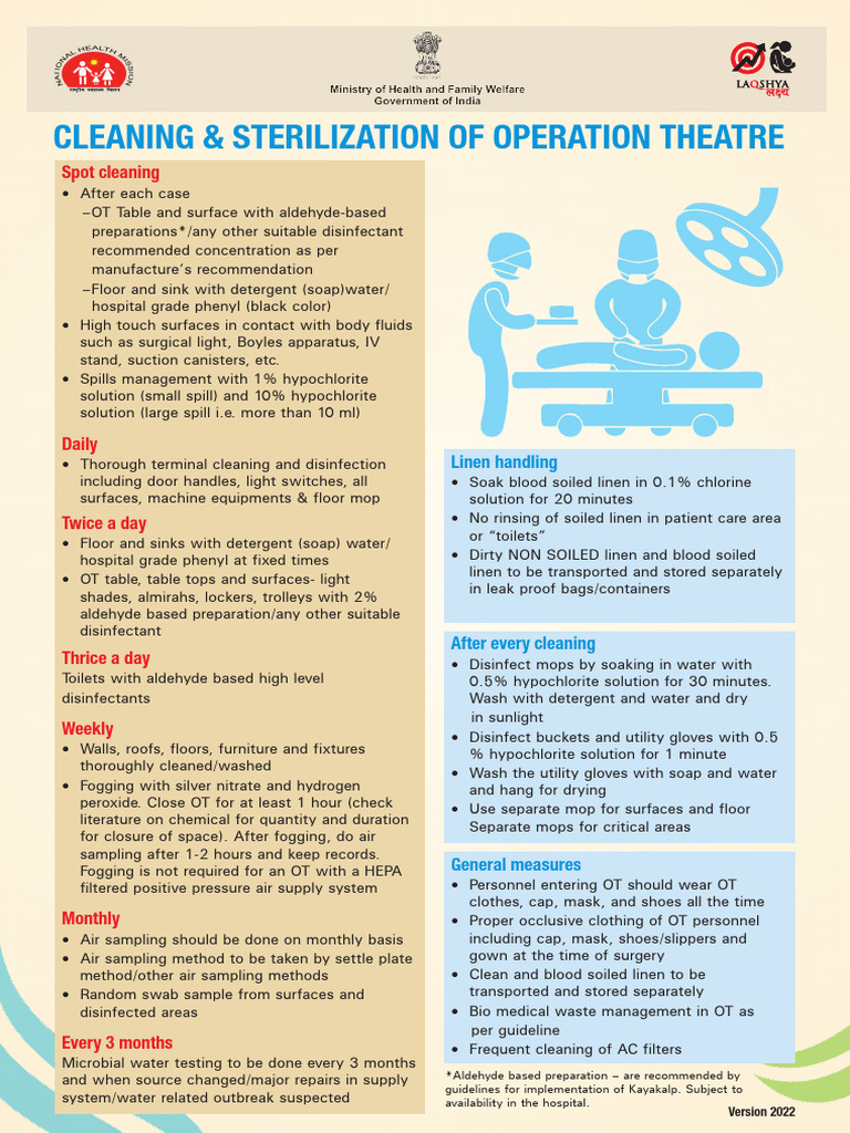 OT Cleaning and Sterilization Protocol | PDF | Disinfectant | Water