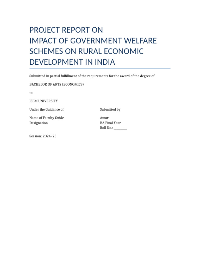 Economics Project Report Amar Updated | PDF | Economies | Social Policy