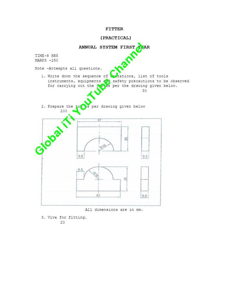 1st Year Fitter Practical Exam Guide | PDF