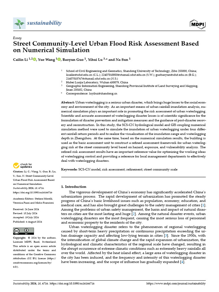 Urban Flood Risk Assessment Model | PDF | Flood | Risk Assessment