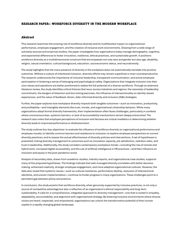 Impact of Workforce Diversity on Performance | PDF | Diversity ...