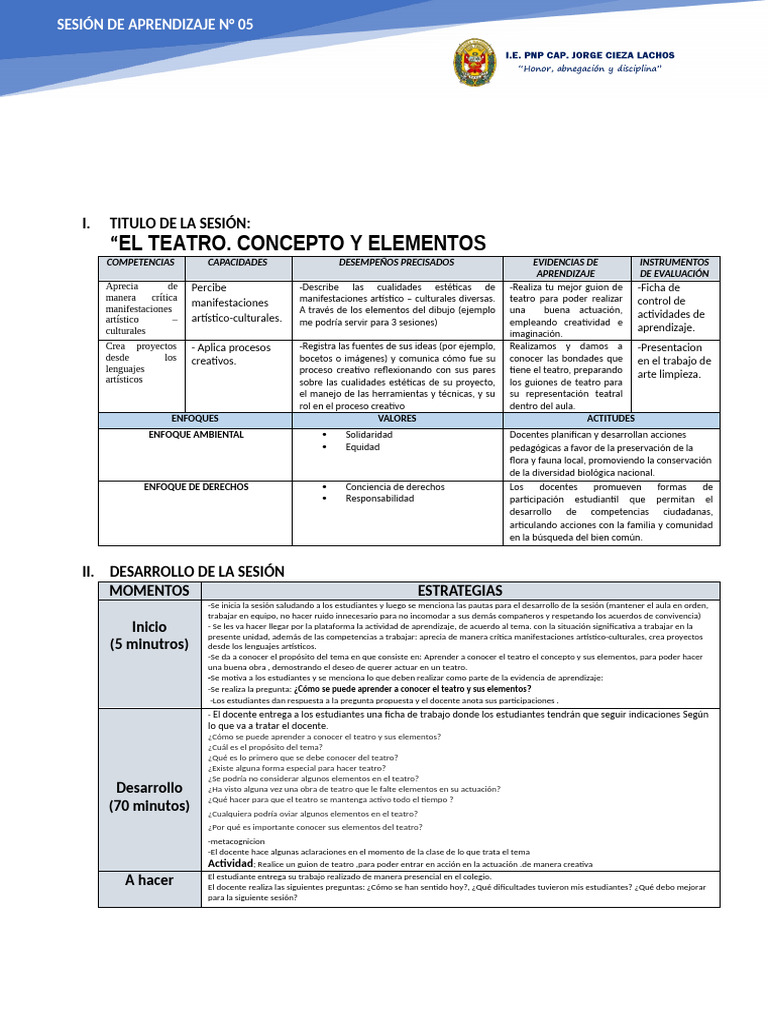 SESION DE APRENDIZAJE ARTE Y CULTURA 1ro SEC - 23-07-2024 JCL | PDF ...